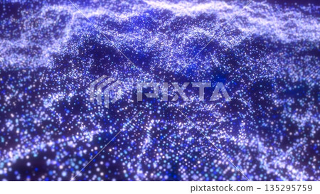 Blue waves from energy particles magical glowing high tech futuristic light dots abstract background Blue waves from energy particles magical glowing high tech futuristic light dots abstract background 135295759