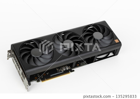 2,5 slot graphics card for creators and gamers for desktop PC, on white background 2,5 slot graphics card for creators and gamers for desktop PC, on white background 135295833