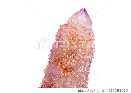 macro stone mineral cactus quartz amethyst on a white background macro stone mineral cactus quartz amethyst on a white background 135295913