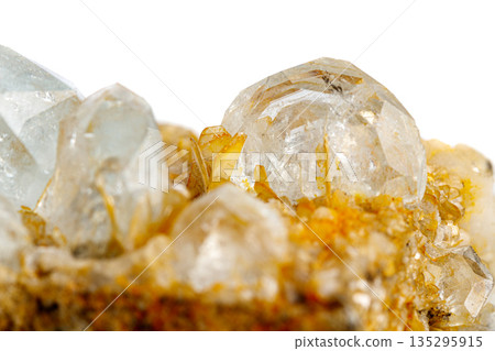 macro stone mineral quartz with galena on a white background macro stone mineral quartz with galena on a white background 135295915