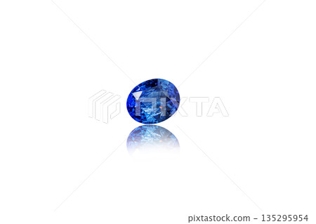 macro mineral faceted sapphire stone on a white background 135295954