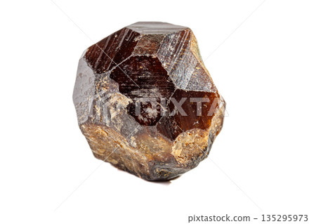 Macro stone Grossular mineral on white background 135295973