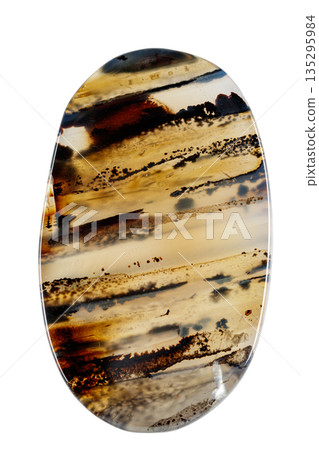 macro mineral stone Agata muschiata on a white background  135295984