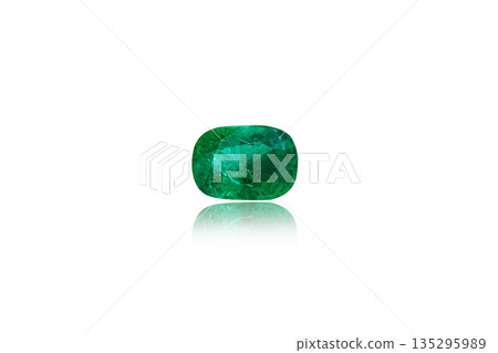 macro stone mineral Emeralds on a white background macro stone mineral Emeralds on a white background 135295989