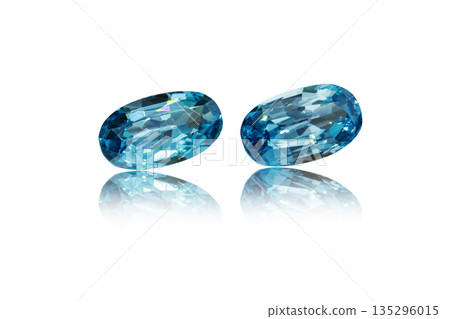 macro mineral stone cut aquamarine on a white background 135296015