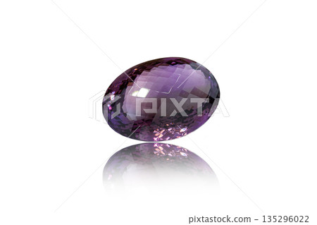 macro mineral stone cut Amethysts on a white background 135296022