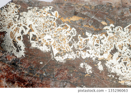 macro mineral bismuth stone on hartenstein schacht on white background macro mineral bismuth stone on hartenstein schacht on white background 135296063