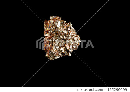 macro stone mineral Pyrite on a black background macro stone mineral Pyrite on a black background 135296099