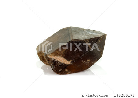 Macro mineral stone smoky quartz, rauchtopaz on a white background Macro mineral stone smoky quartz, rauchtopaz on a white background 135296175