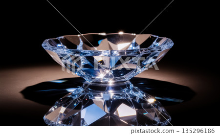 切割玻璃碗及其反射/裝飾性視覺材料營造出奢華感 135296186