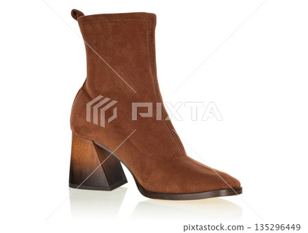 Brown Suede Ankle Boot with Block Heel Brown Suede Ankle Boot with Block Heel 135296449