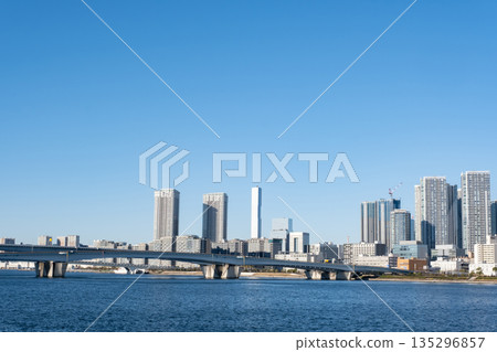 View from Toyosu towards Harumi Bridge View from Toyosu towards Harumi Bridge 135296857