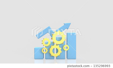 Business Performance Optimization Concept with Gears and Growth Chart 3d render. Business Performance Optimization Concept with Gears and Growth Chart 3d render. 135296993