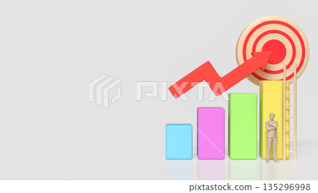 Business Growth Strategy Concept with Target, Ladder, and Rising Chart 3d render. Business Growth Strategy Concept with Target, Ladder, and Rising Chart 3d render. 135296998