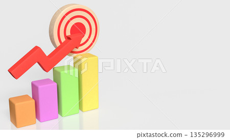 Business Growth Target Achievement Concept with Rising Chart and Arrow 3d render. Business Growth Target Achievement Concept with Rising Chart and Arrow 3d render. 135296999