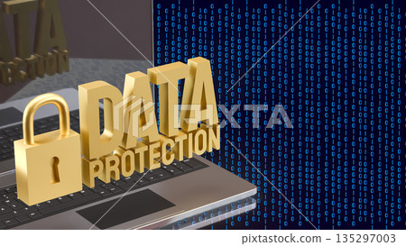 Laptop Data Protection and Digital Cybersecurity Privacy Concept 3d render. 135297003