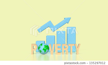Global Poverty Reduction Concept with Economic Growth and Development Chart 3d render. 135297012