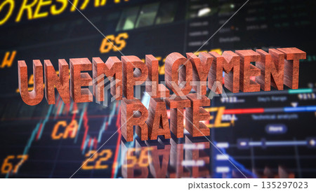 Rising Unemployment Rate Amid Market Volatility and Economic Indicators 3d render. Rising Unemployment Rate Amid Market Volatility and Economic Indicators 3d render. 135297023