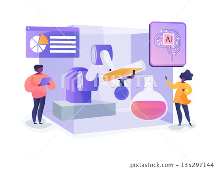 Robotic Chemistry Teaching Assistant abstract concept vector illustration. 135297144