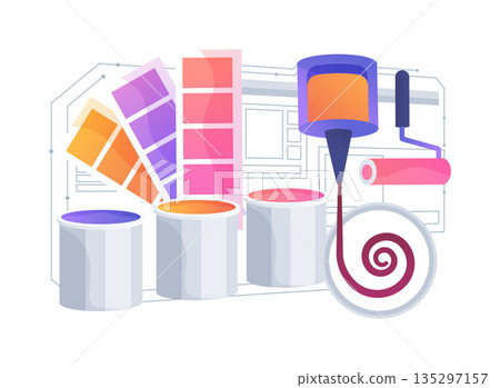 Robotic Paint Mixing abstract concept vector illustration. 135297157