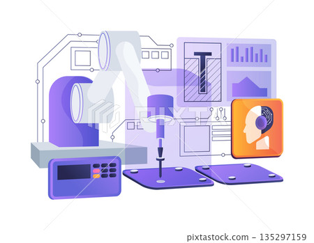 Robotic Screw Driving abstract concept vector illustration. Robotic Screw Driving abstract concept vector illustration. 135297159