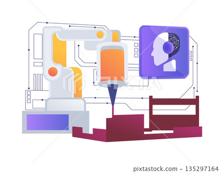 3D Printing Robot Arm abstract concept vector illustration. 135297164