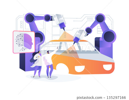 Paint-Spraying Robot abstract concept vector illustration. 135297166