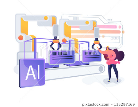 Automated Assembly Line abstract concept vector illustration. Automated Assembly Line abstract concept vector illustration. 135297169