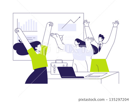 Celebrate product success abstract concept vector illustration. 135297204