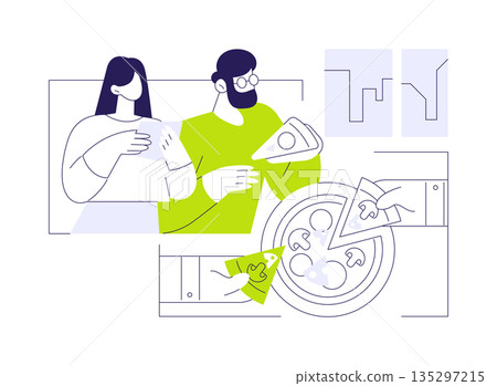 Pizza in the office isolated cartoon vector illustrations. Pizza in the office isolated cartoon vector illustrations. 135297215