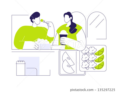 Healthy lunchbox isolated cartoon vector illustrations. Healthy lunchbox isolated cartoon vector illustrations. 135297225