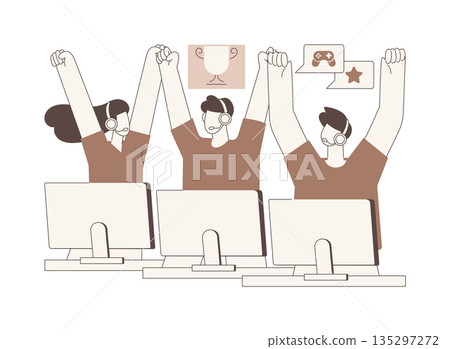 Create e-sport team isolated cartoon vector illustrations. 135297272