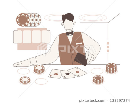 Casino dealer isolated cartoon vector illustrations. Casino dealer isolated cartoon vector illustrations. 135297274