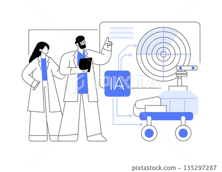AI-Powered Planetary Rover Navigation abstract concept vector illustration. 135297287