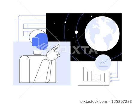 AI-Enhanced Orbital Trajectory Optimization abstract concept vector illustration. 135297288