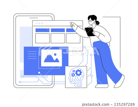 AI-Driven Personalized User Interfaces abstract concept vector illustration. 135297289