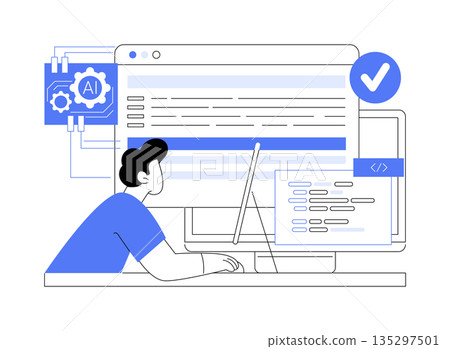 AI-Powered Code Review Platforms abstract concept vector illustration. AI-Powered Code Review Platforms abstract concept vector illustration. 135297501