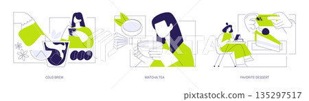 In a coffee shop isolated cartoon vector illustrations se In a coffee shop isolated cartoon vector illustrations se 135297517