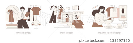 Promoting fashion brand isolated cartoon vector illustrations se 135297530