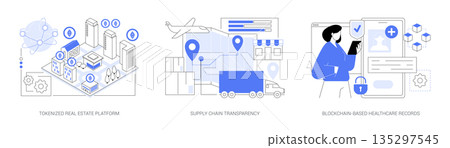 Blockchain for Assets and Records abstract concept vector illustrations. Blockchain for Assets and Records abstract concept vector illustrations. 135297545