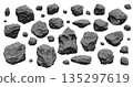 Asteroid, meteorite, boulder or stone isolated on white background. 135297619