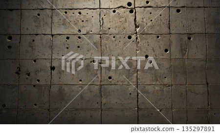 Memories of time engraved with countless bullet holes - a quiet wall of hope jutting out beyond the destruction Memories of time engraved with countless bullet holes - a quiet wall of hope jutting out beyond the destruction 135297891