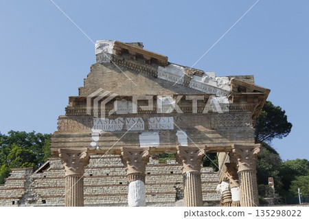 Ruins of the roman temple called Capitolium or Tempio Capitolino in Brescia in italy Ruins of the roman temple called Capitolium or Tempio Capitolino in Brescia in italy 135298022