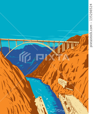 Mike O'Callaghan Pat Tillman Memorial Bridge Hoover Dam Nevada WPA Art Mike O'Callaghan Pat Tillman Memorial Bridge Hoover Dam Nevada WPA Art 135298524