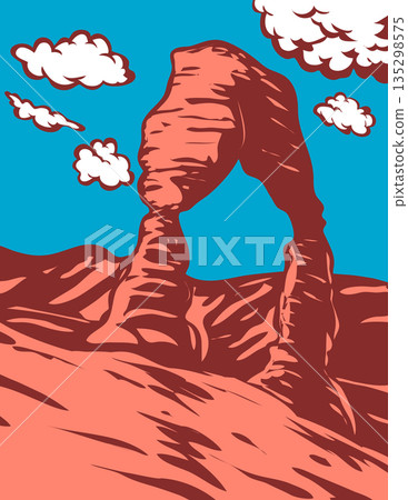 WPA Art Delicate Arch in Arches National Park in Moab Utah WPA Art Delicate Arch in Arches National Park in Moab Utah 135298575