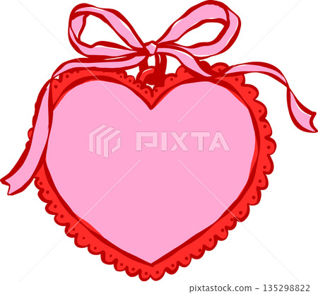 Whimsical Coquette Heart Locket with bow, Valentine Hand Drawn Playful Whimsical Coquette Heart Locket with bow, Valentine Hand Drawn Playful 135298822