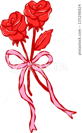 Whimsical Coquette Valentine Two Roses Hand Drawn Playful lined Whimsical Coquette Valentine Two Roses Hand Drawn Playful lined 135298824