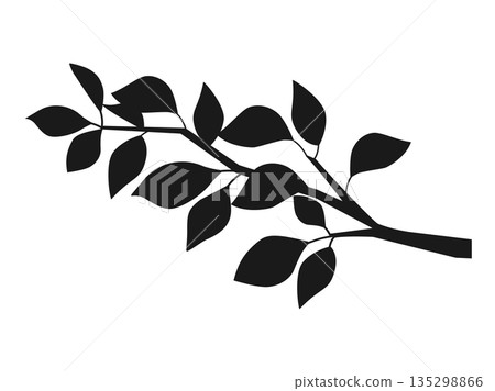 Illustration of a silhouette of a branch with leaves 135298866