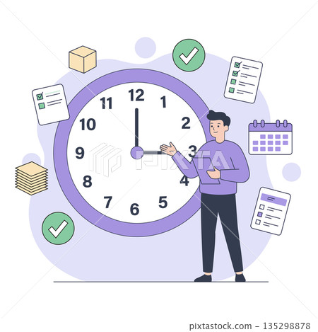 Time management man clock vector illustration 135298878