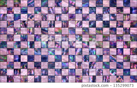 The beautiful pearlescent lattice pattern of the traditional Japanese craft "Mother-of-pearl inlay" 135299073